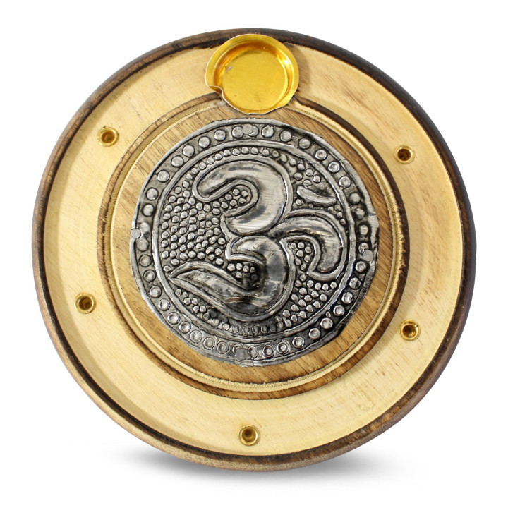 Supporto per incenso in legno - simbolo (om)