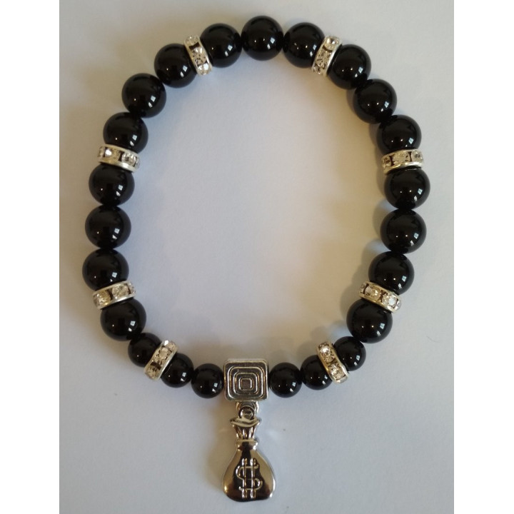 Pulseira Turmalina Negra e Saco de Dinheiro