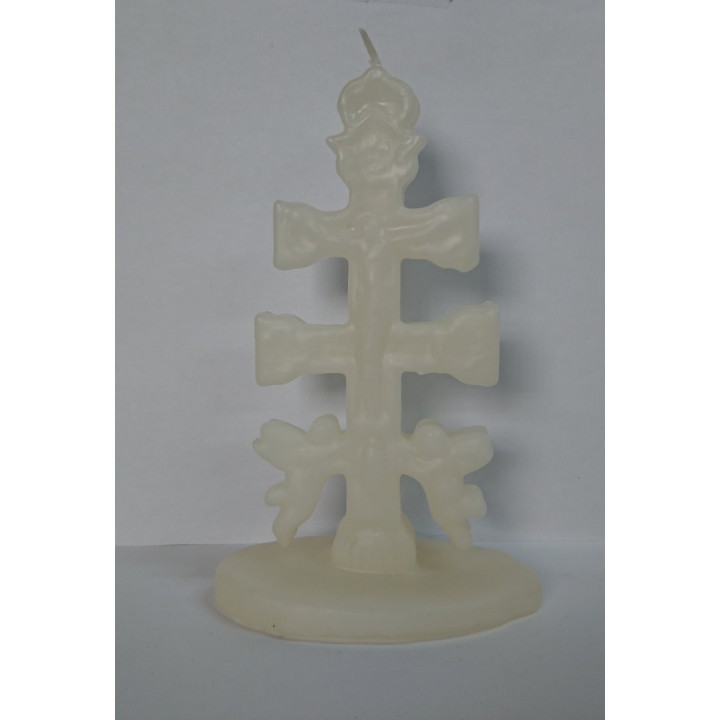 CROSS CANDLE OF WHITE CARAVACA - LARGE