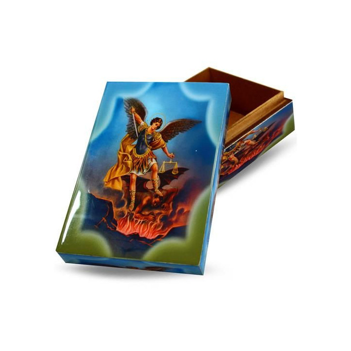 Cassetta Legno Arcangelo Michele 15x10cm