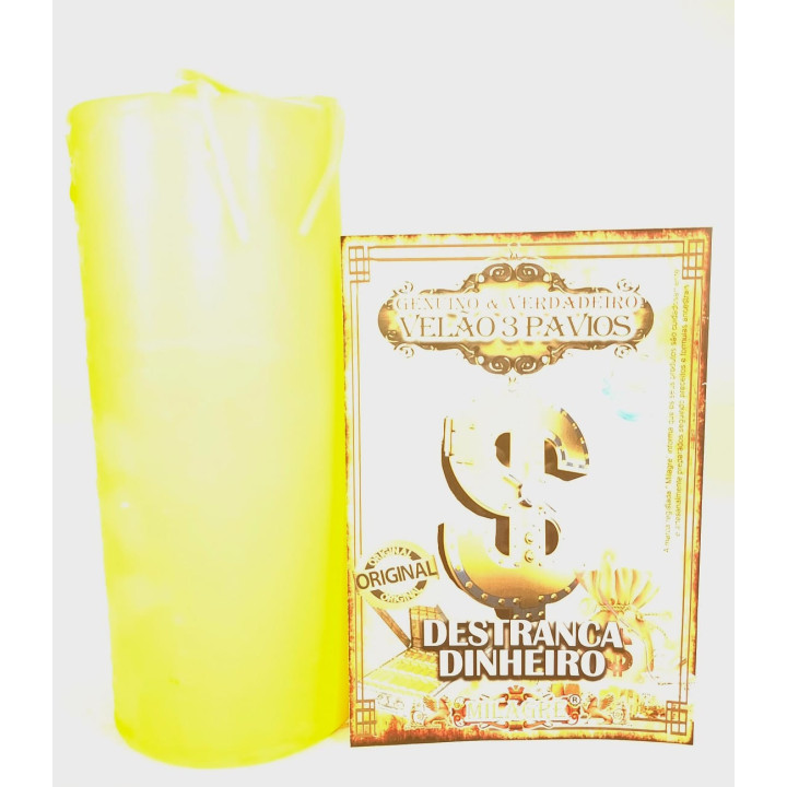 vela de 3 pavios – destranca dinheiro