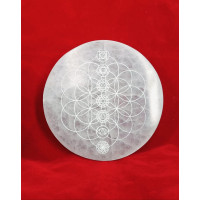 Placa Energética de Selenite - Flor da Vida & Chakras