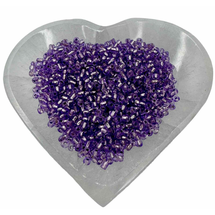 Cuentas Moradas Translúcidas 220g | Interior Plateado para Trabajos Espirituales