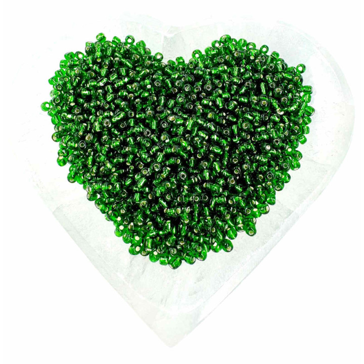 Cuentas Verdes Translúcidas 220g | Interior Plateado para Trabajos Espirituales